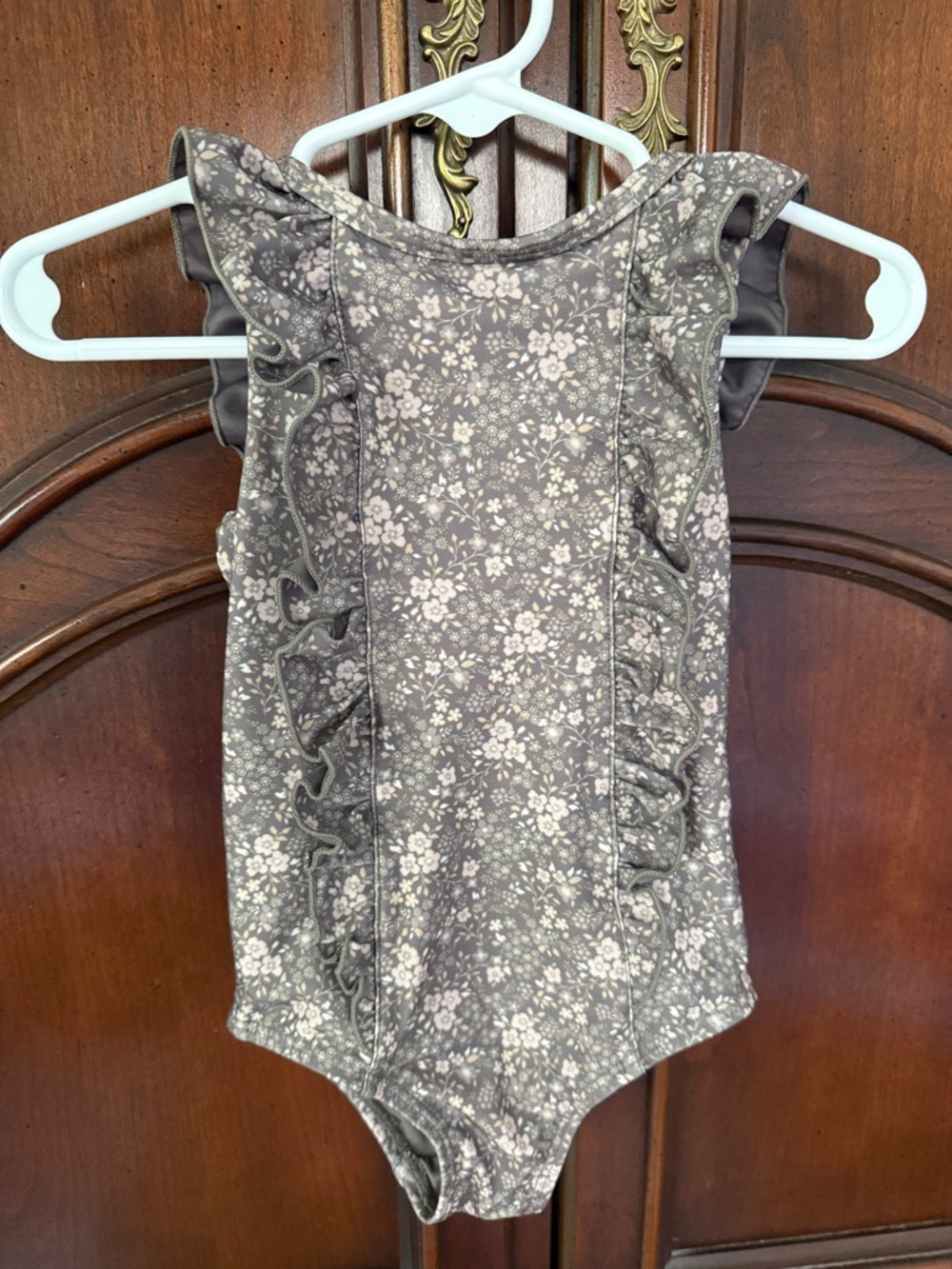 Jamie Kay Baby Girl Ruffle Swimsuit 12M Neutral Floral Boutique Swim